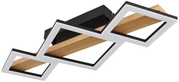 LED Deckenleuchte, Holz, Quadrate schwarz, L 66 cm