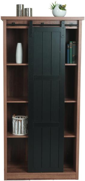 Schrank HWC-K75, Kommode Highboard, Schiebetüre 8 Staufächer, Holz-Optik Industrial Metall 163 x 76 x 38 cm ~ braun