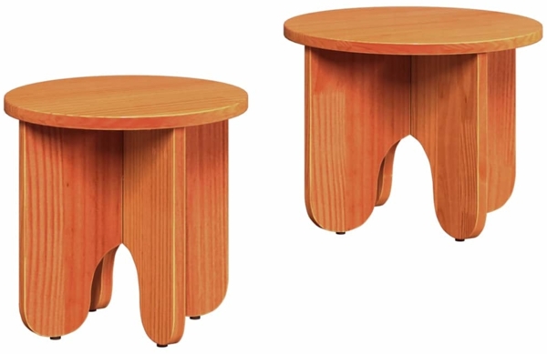 vidaXL Couchtisch 2 pcs Wachsbraun Massivholz Kiefer 873555