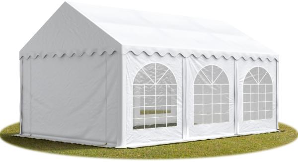 TOOLPORT Festzelt Partyzelt 3x6 m PREMIUM, hochwertige PVC Plane 750 N in weiß 100% wasserdicht mit Bodenrahmen