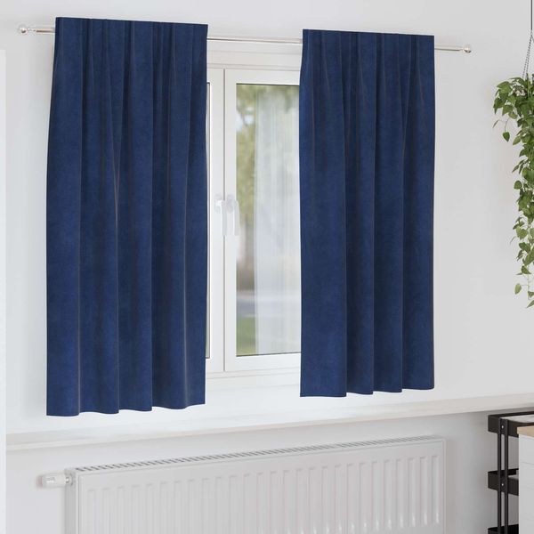 vidaXL Verdunkelungsvorhänge 2 pcs Dunkelblau 140 x 175 cm Samt 4107199