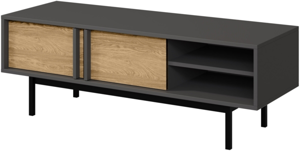 TV-Lowboard Agova 2D AL10 (Farbe: Anthrazit / Geölte Eiche)