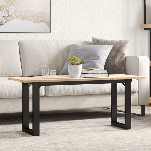 vidaXL Couchtisch O-Gestell 110x40x45 cm Massivholz Kiefer & Stahl 3282667