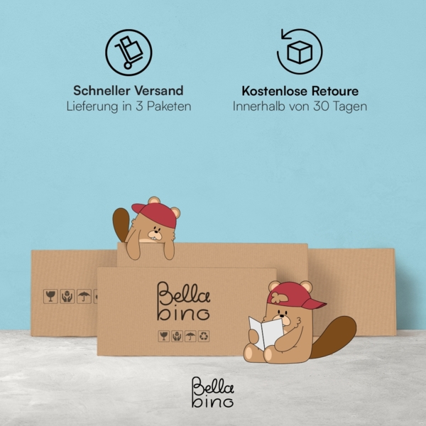 Bellabino 'Vils' Kinderbett 90x200 cm mit großer Schublade, natur, Kiefer Massivholz, Montessori Bett mit Stauraum, mit abnehmbarem Rausfallschutz und Lattenrost Bild 10