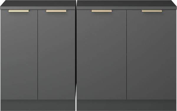 Küchenschrank für Dachschrägen R-Line Anthrazit-Gold 140 cm 2er Set Schrankkorpuss 60 cm Tiefe Vicco Bild 3