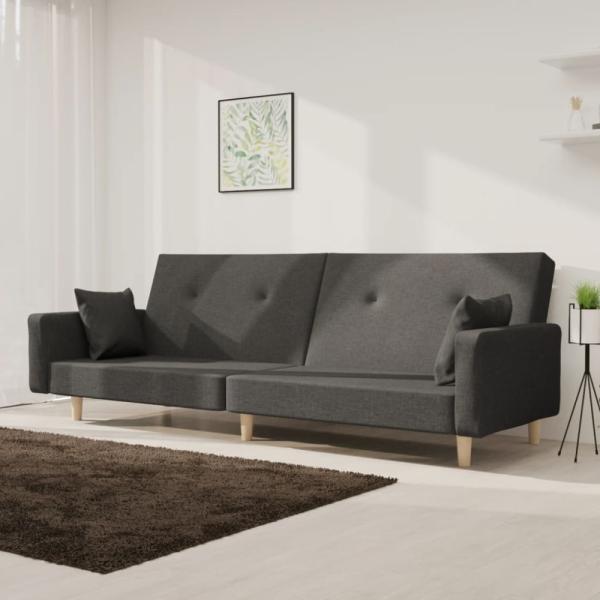 vidaXL Schlafsofa 2-Sitzer mit 2 Kissen, Dunkelgrau