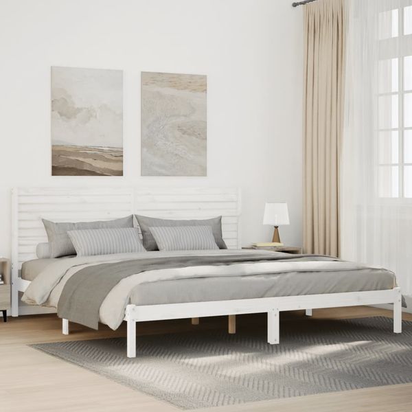 vidaXL Massivholzbett Extra Lang ohne Matratze Weiß 200x210 cm 3309306