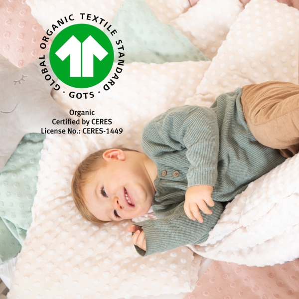 roba Babydecke 'Frosty Almond' 80x80 in Strickoptik - GOTS & Oeko Tex - Beige Bild 9