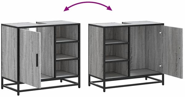 vidaXL Waschbeckenunterschrank Grau Sonoma 65x33x60 cm Holzwerkstoff 849287 Bild 9
