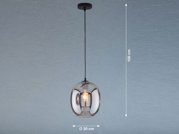 Fischer & Honsel 60917 Pendelleuchte Nayla sandschwarz Glas rauchfarben 20cm Bild 4