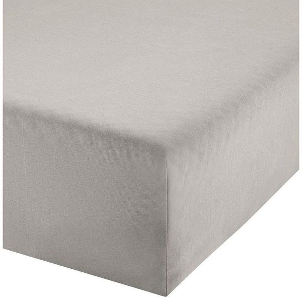 Erwin Müller 'Freising' Spannbettlaken, Gummizug: Rundumgummi, 1 Stück, Elasthan-Jersey-Stretch Uni, Silber, Boxspring-Spannbettlaken - 120x200 cm - 130x220 cm