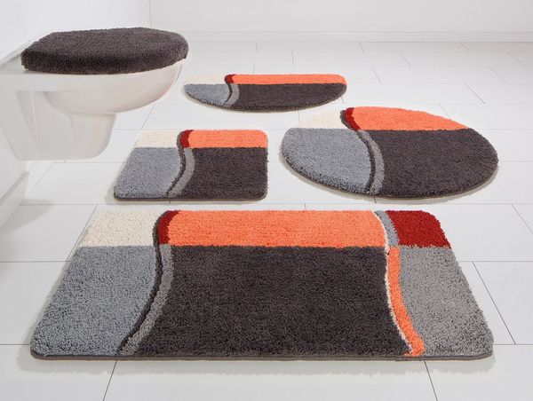 OTTO home Badematte Belio, Badvorleger, Badezimmer Teppich, Höhe 20 mm, rutschhemmend beschichtet, schnell trocknend, strapazierfähig, fußbodenheizungsgeeignet, Kunstfaser, 2-tlg. Hänge-WC Set, Badematte, Badteppich, Badematten auch als 2 tlg. Set erhä...