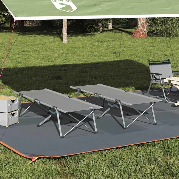 vidaXL Klapp Schlafbett fürs Camping 2 pcs Grau 194 x 62,5 x 42,5 cm 42003125