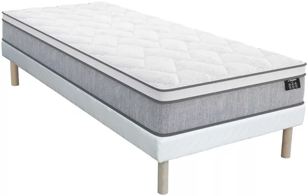 Vente-unique - SERENITE Mattress and bed base set Stoff Weiß - B 90 cm x H 31 cm22 cm x L 190 cm