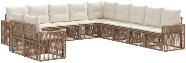 vidaXL Gartensofa-set 11 pcs Beige und Cremeweiß Poly-Rattan 3435177