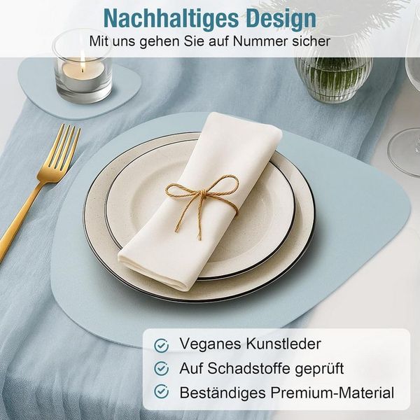 Youyijia Platzset 6er Set Tischset aus Leder-Imitat, Starke rutschfeste
