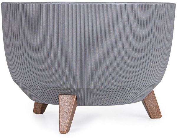 KONZEPT Blumentopf mit Füßen – großer Blumenkübel aus Kunststoff, runde Pflanzschale, 40 oder 47cm, modern & wetterfest, für Innen und Außen