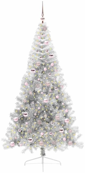 vidaXL Künstlicher vorbeleuchteter Weihnachtsbaum Silber 210 cm 3397221 Bild 2