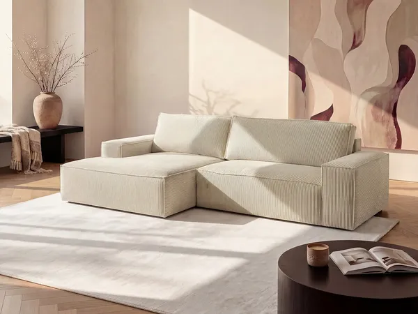 Vente-unique - AMELIA Sofa SamtStoff Weiß - B 167 cm x H 85 cm x L 267 cm