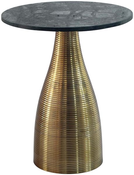 Beistelltisch Rund 40cm Gold mit Massiver Marmorplatte Grün - Wohnzimmertisch Naturstein Anstelltisch - Sofatisch Design Metall Couchtisch - Wohnzimmer Tisch Modern Handmade