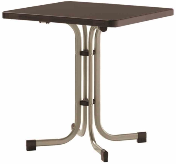 Boulevard-Klapptisch, 70x70 cm, champagner/mocca Stahrohrgestell, Mecalit-Pro-Platte