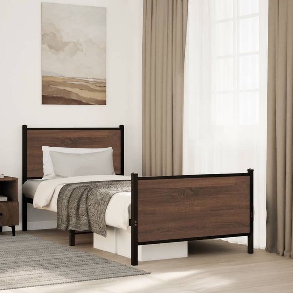 vidaXL Metallbett ohne Matratze Braun Eichen-Optik 80x200 cm 4007774