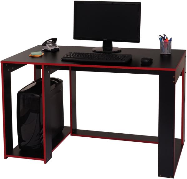 Schreibtisch HWC-J26, Computertisch Bürotisch, 120x60x76cm ~ schwarz-rot