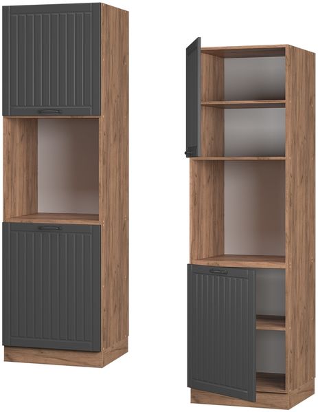 Herdumbauschrank Fame-Line Dunkelgrau 60 cm offen Vicco Bild 5