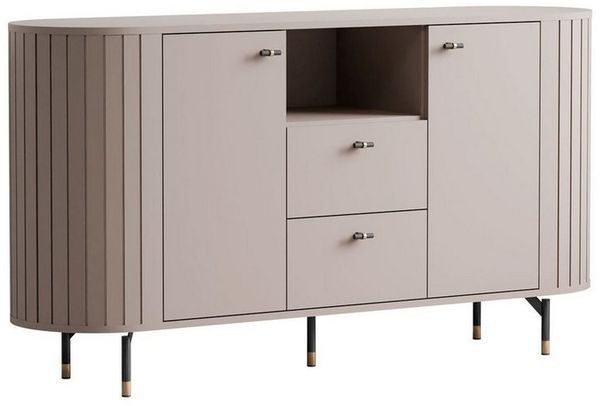 Lookway Kommode ELODIE 150 2D2S Soft-Close, Fräsfronten & Metallbeinen (1x Kommode), Breite: 150 cm