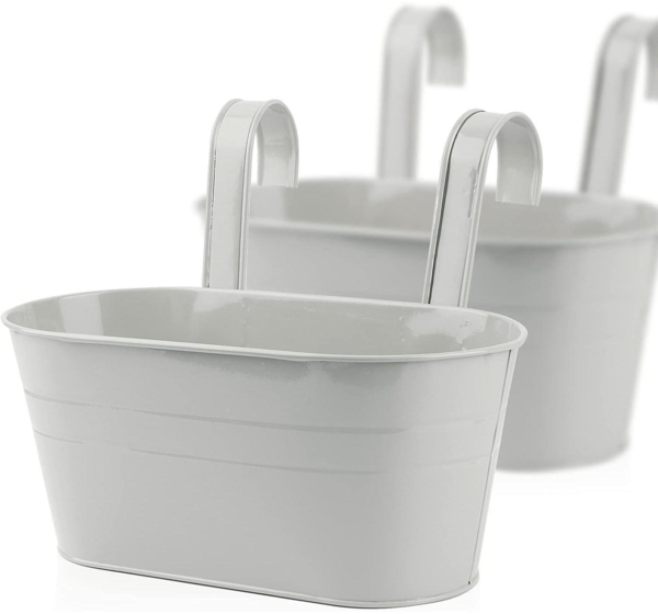 2er ABSDON Hängender Blumentopf Metall Balkon Garten Wand Innen Außen