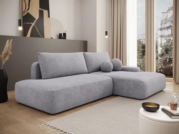 Vente-unique - DAVISO Sofa Stoff Grau - B 164 cm x H 87 cm x L 276 cm