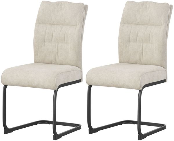 Schwinger-Stuhl 2er Set Rom Stühle in Creme - gemütliches Design - B/H/T: 47x94x61 cm