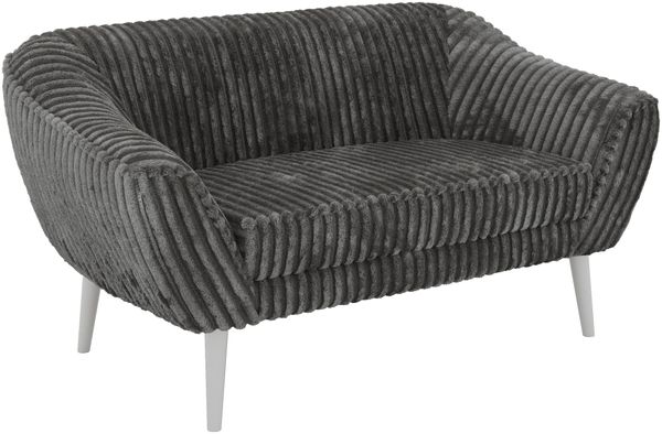 Polstersofa PIRS 2 Skandinavisches Sofa 2-Sitzer, Sofa mit Wellenfederung, Breite 140 cm, weiße Füße Hoher Sitzkomfort - Grau Cord Bild 8