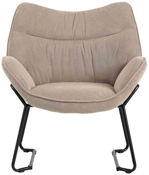 bene living Loungesessel Aliano - beige (1-St), schwarzes Metall-Gestell - bequeme Arm- und Rückenlehne