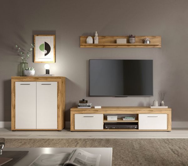 INOSIGN Wohnzimmer-Set Aosta, Breite 255cm, bestehend aus Highboard, Lowboard, Wandboard, (3-St), Wohnwand, Kombination, Anbauwand, Möbel Set, Schrankwand, Möbel Kombi