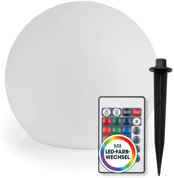 EASYmaxx LED Solarleuchte Kugel 40 cm | Solar Leuchte - stimmungsvoller Farbwechsel für wunderschöne Lichteffekte In & Outdoor | Solarleuchte inklusive Fernbedienung | Solarleuchte LED + 5 Leuchtmodi