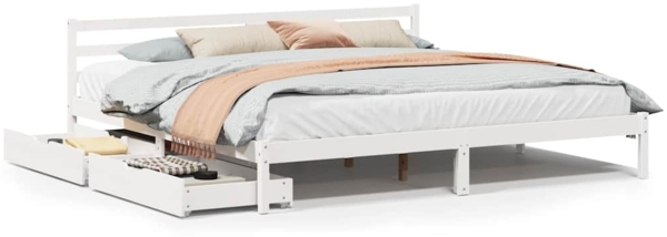 vidaXL Massivholzbett ohne Matratze Weiß 180x200 cm Kiefernholz 3301547