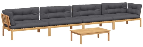 vidaXL 5-tlg. Garten-Sofagarnitur aus Paletten mit Kissen Akazienholz 3209379