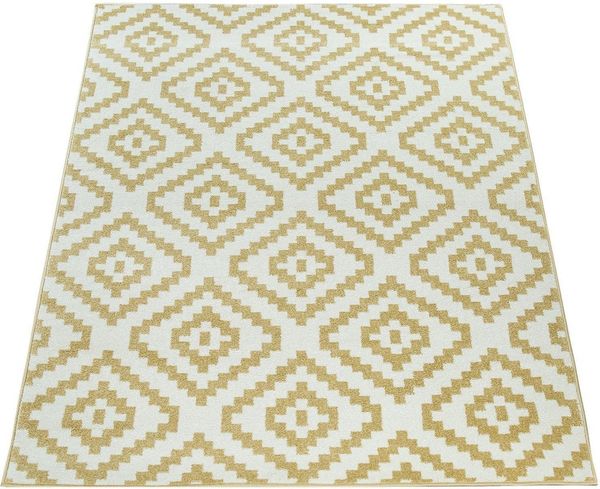Paco Home Teppich Stella 400, rechteckig, Höhe: 16 mm, Kurzflor, Pastell Farben, Rauten Design, Wohnzimmer