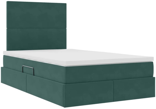 vidaXL Bett mit LED-Lichtleisten Dunkelgrün 120x200 cm Samt 3372600