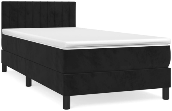vidaXL Boxspringbett mit Matratze Schwarz 100x200 cm Samt 3141409