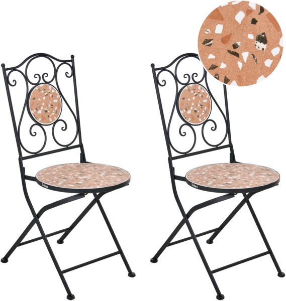 Gartenstuhl 2er Set ADRANO klappbar Metall Schwarz