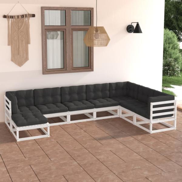 vidaXL 8-tlg. Garten-Lounge-Set mit Kissen Massivholz Kiefer 3076765
