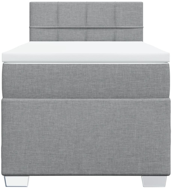 Boxspringbett mit Matratze, Stoff, Viereckige, grauer Fuß, Hellgrau, 90x190 cm, true Bild 5