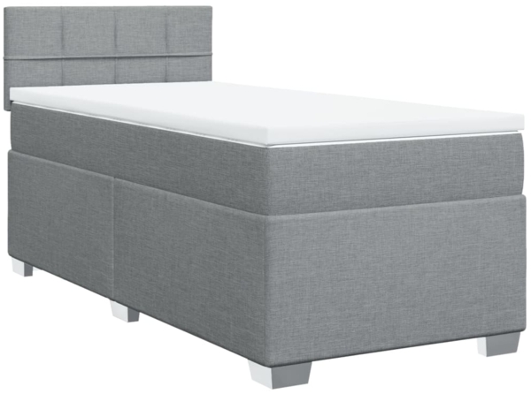 Boxspringbett mit Matratze, Stoff, Viereckige, grauer Fuß, Hellgrau, 90x190 cm, true Bild 2