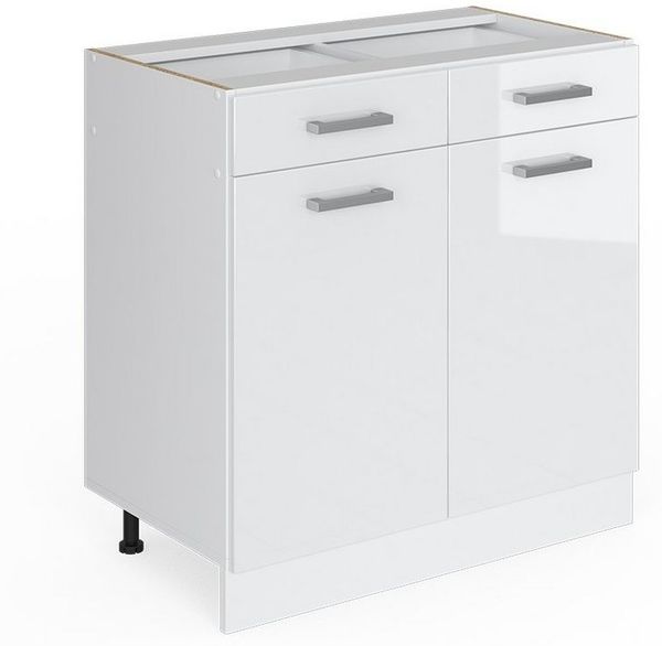Küchenunterschrank R-Line Weiß Hochglanz 80 cm ohne Arbeitsplatte Vicco