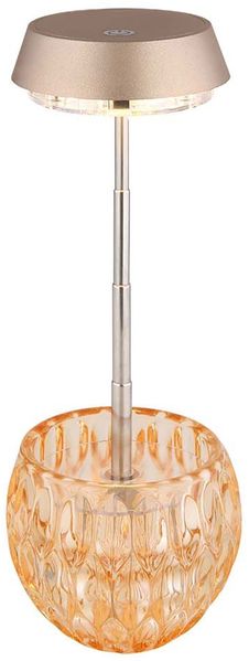 LED Tischleuchte Champagner, Glas, Edelstahl, Touchdimmer, H 28 cm