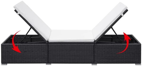 vidaXL Sonnenliege mit Auflage Poly Rattan Schwarz 44404 Bild 6