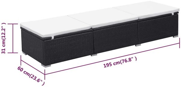 vidaXL Sonnenliege mit Auflage Poly Rattan Schwarz 44404 Bild 9