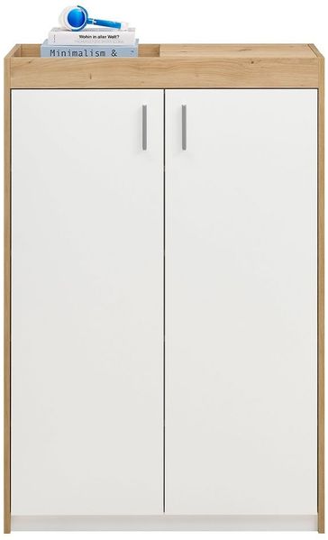 Schuhschrank Paige / Paris 2, Holzwerkstoff, Weiß, Holzfarben, 84 x 126 x 38 cm